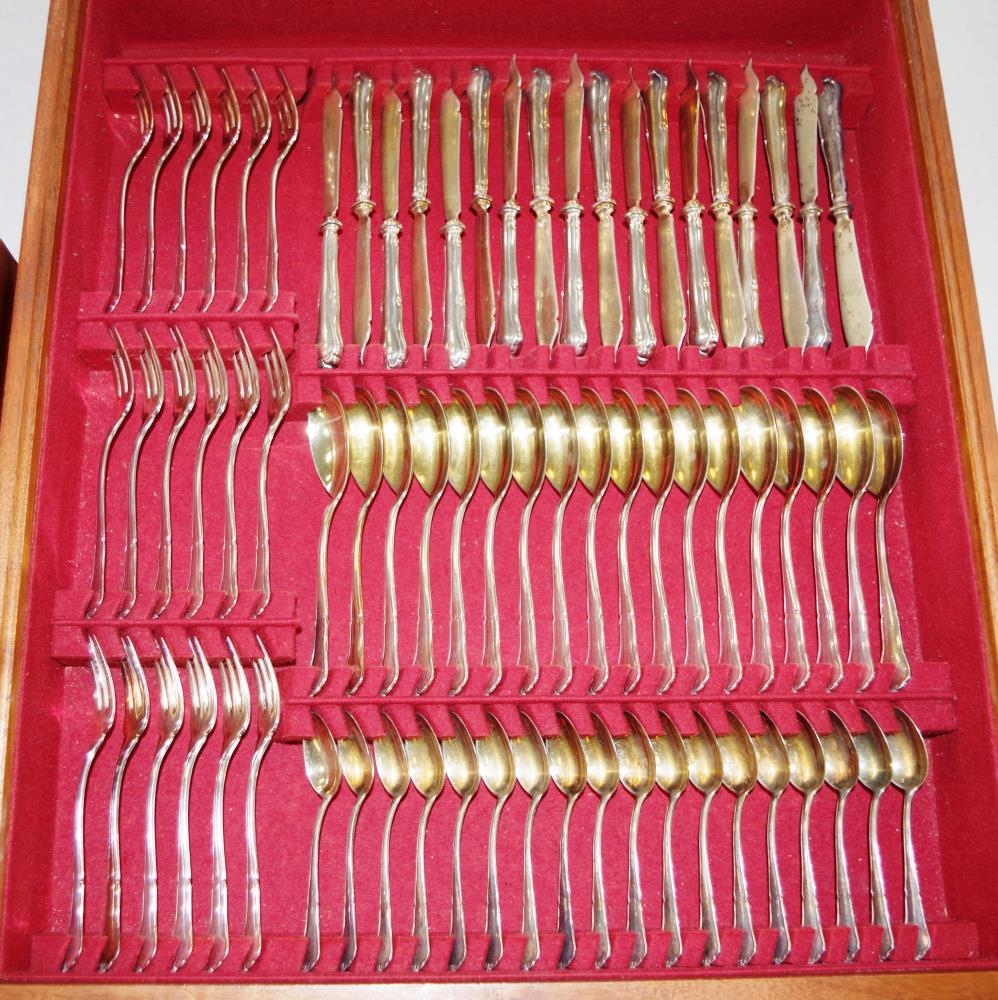 Extensive German silver & gilt cutlery set - Image 5 of 11