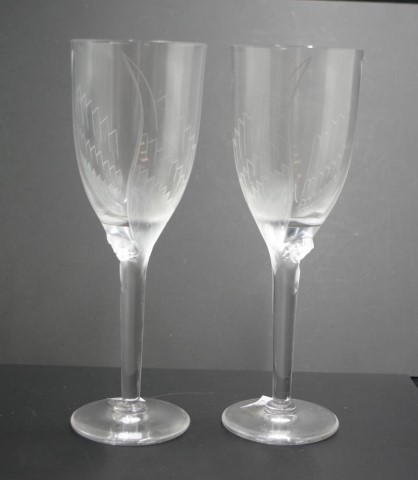 Set of six Lalique France "Ange" champagne flutes - Image 3 of 5