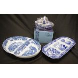 Spode "Blue Italian" basket & two serving dishes