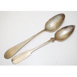 Two antique German silver basting spoons