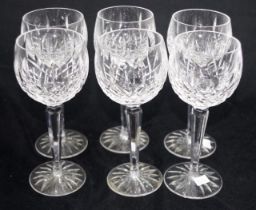 Six Waterford crystal "Lismore" Hock glasses