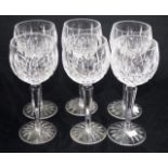 Six Waterford crystal "Lismore" Hock glasses