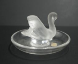 Lalique France glass swan ring dish