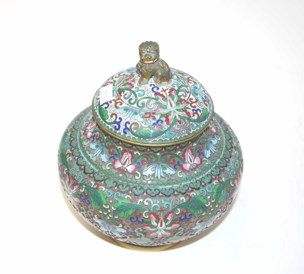 Chinese cloisonne lidded jar - Image 2 of 3