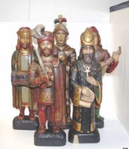Five carved wood traditional figures
