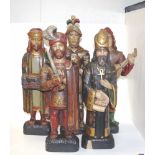 Five carved wood traditional figures
