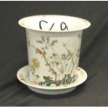 Chinese painted ceramic jardiniere & base