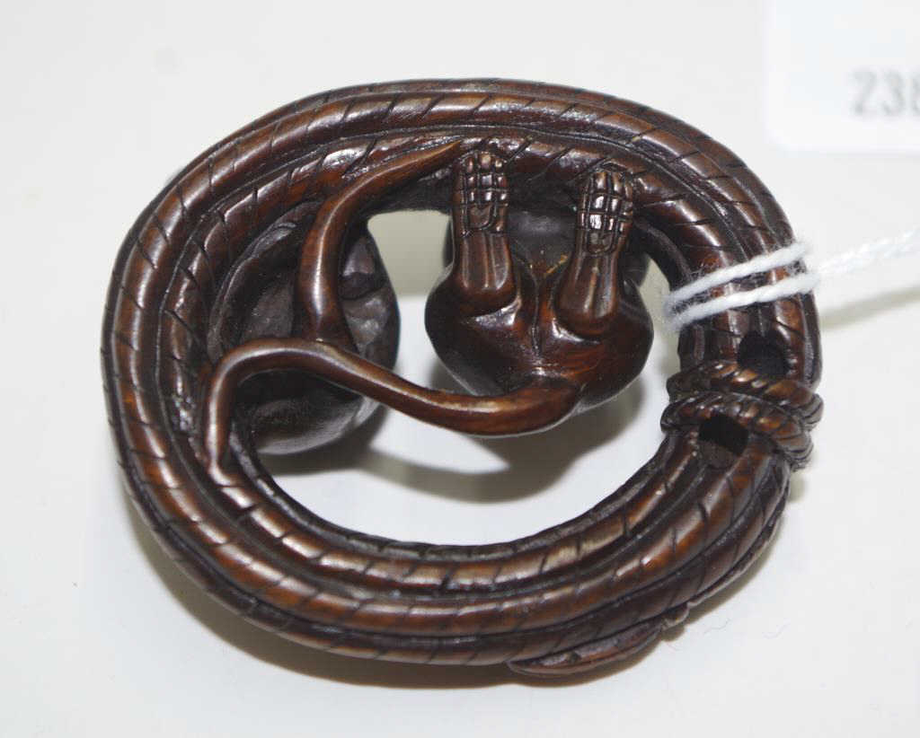 Japanese boxwood two rats and rope netsuke - Bild 4 aus 4