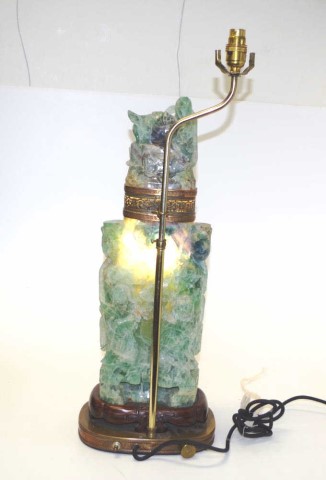 Chinese carved figural fluorite lamp - Image 6 of 6