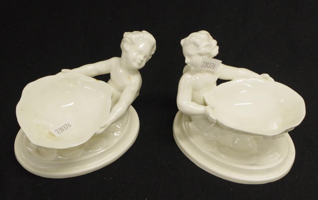 Pair of Royal Worcester white figural soap dishes - Image 2 of 3