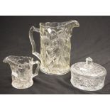 Crown ware glass moulded waratah & fuchia