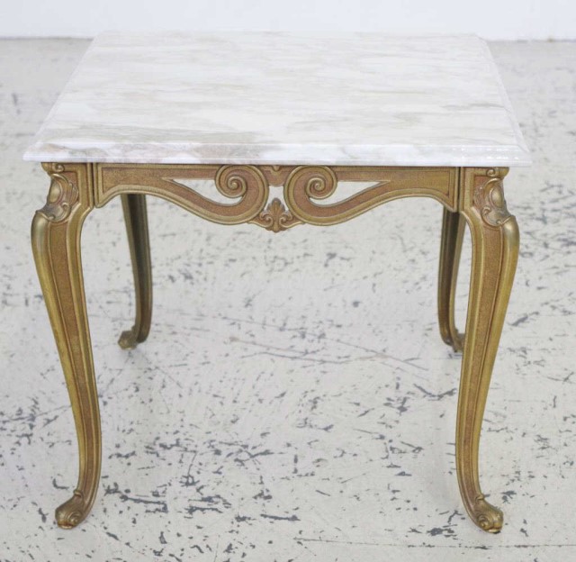 Brass & marble occasional table - Image 3 of 3