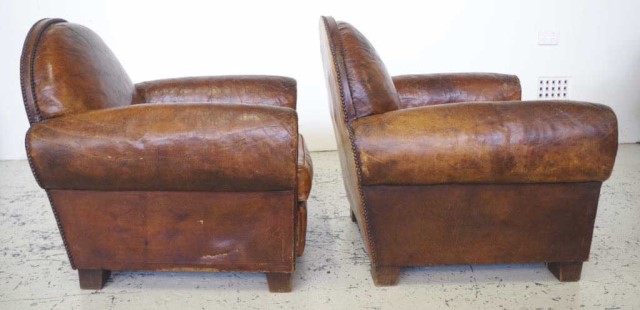 Pair of Art Deco leather upholstered club chairs - Image 5 of 5