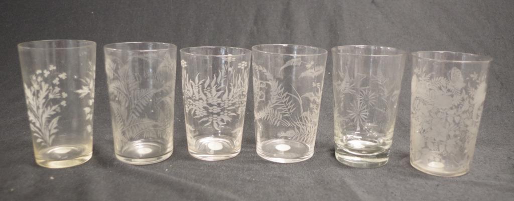 Collection Victorian etched table glasses - Image 3 of 4