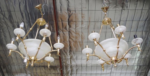 Pair of Spanish alabaster fitted ceiling lights - Bild 2 aus 2