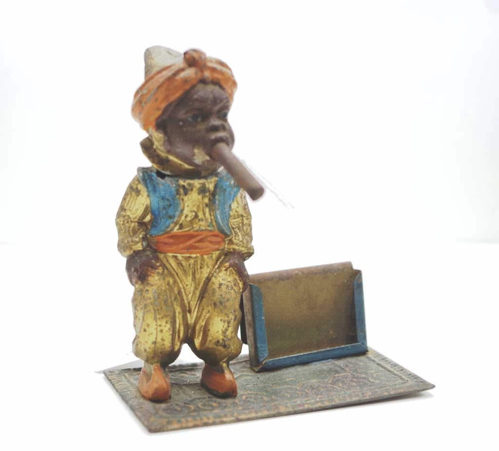 Antique cold painted bronze figural stand - Image 3 of 5