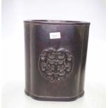 Chinese carved wood brush pot