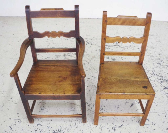 Two similar Georgian ladder back chairs - Image 2 of 3