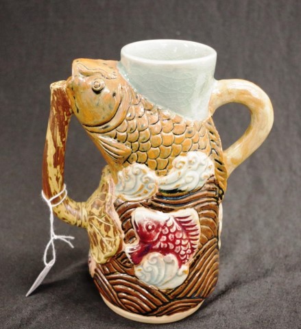 Oriental fish form ceramic vase - Image 3 of 4