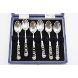 Cased Norwegian set six sterling coffee spoons