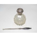 Sterling silver top and cut crystal perfume bottle