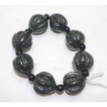 Chinese Buddhist carved stone bead bracelet