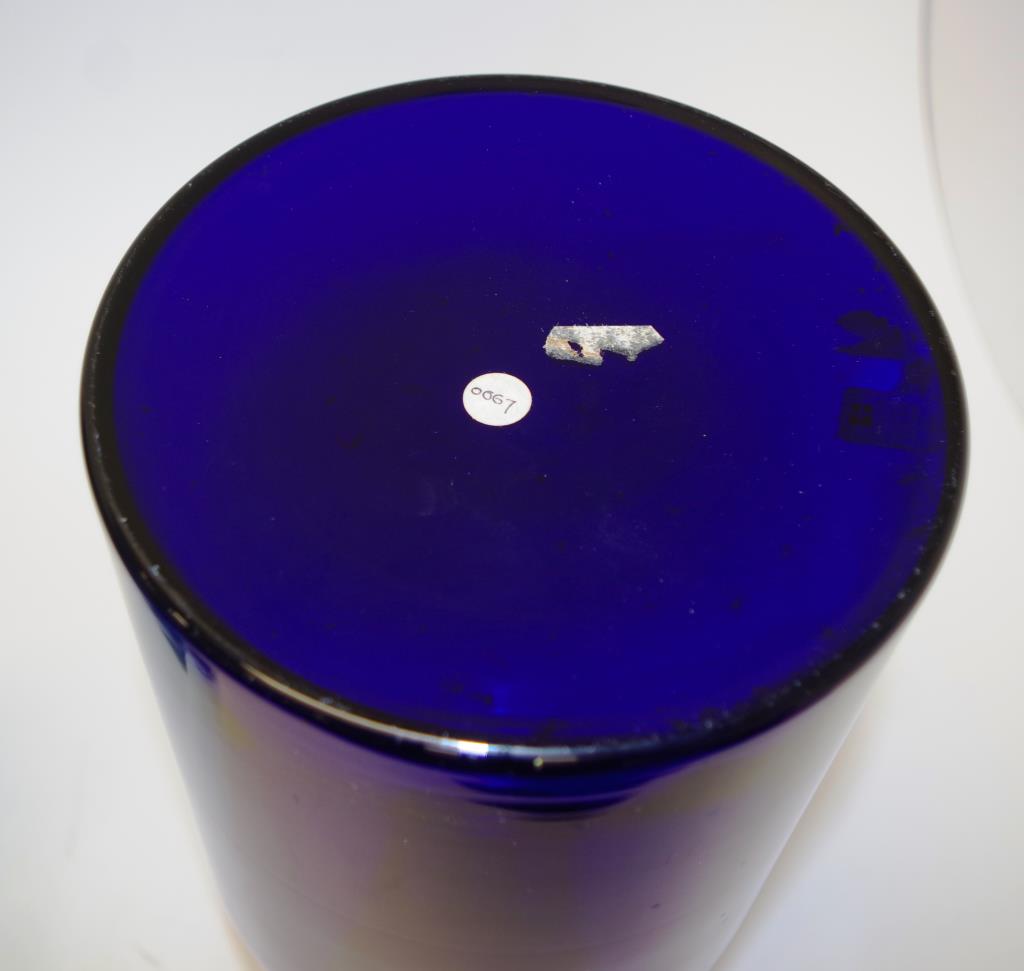 Holmgaard blue glass bottle form table vase - Image 3 of 3