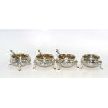 Victorian set four sterling silver open salts