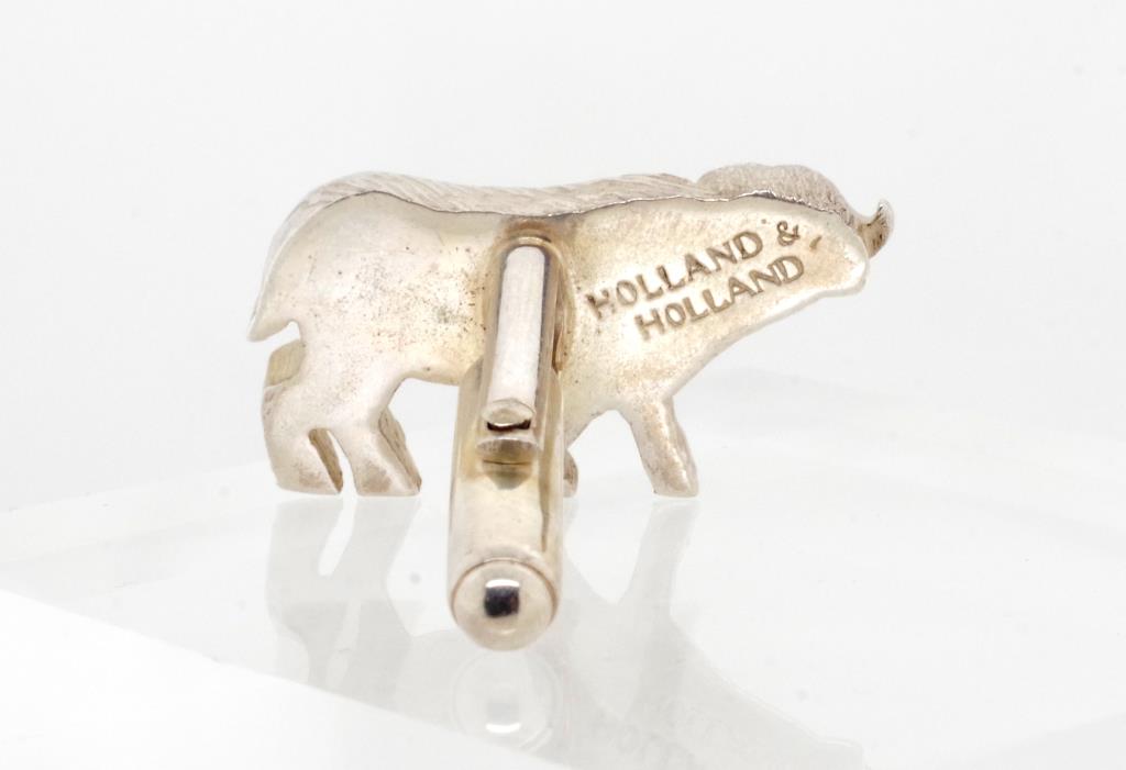 Holland & Holland water buffalo silver cufflinks - Image 2 of 3
