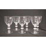 Set of six Lalique "Saint Hubert" wine glasses