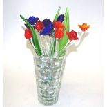 Good collection Art Glass stemmed flowers