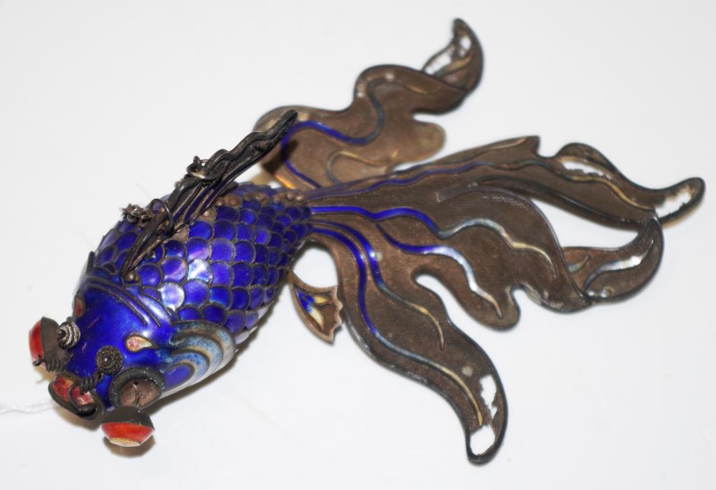 Large Chinese reticulated enamel fish - Image 2 of 6
