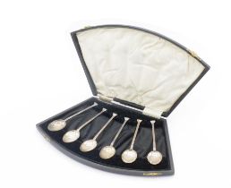 Set of six Art Deco silver spoons