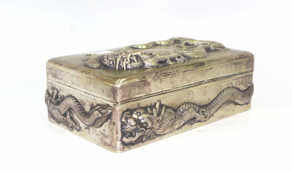 Antique Chinese silver cigarette box - Image 3 of 5