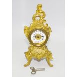 Ornate gilt metal bedroom clock