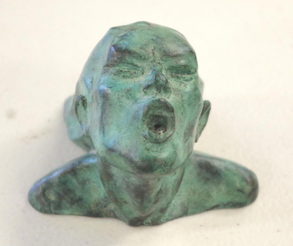 Signed bronze head paperweight - Image 2 of 3