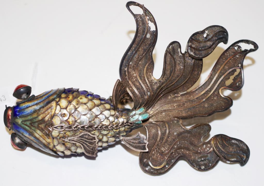 Large Chinese reticulated enamel fish - Image 5 of 6