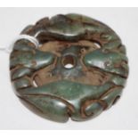 Chinese carved green stone disk