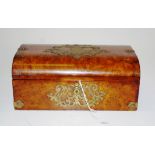 Antique burr walnut box with brass work