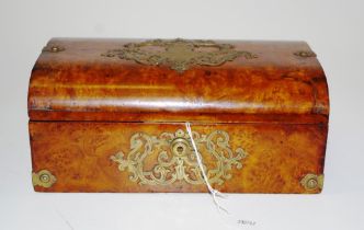 Antique burr walnut box with brass work