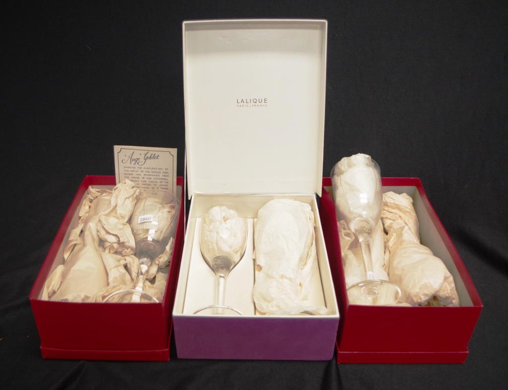Good set six Lalique 'Ange' crystal goblets - Image 5 of 5