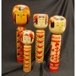 Set 4 Kokeshi dolls from 'Tradional' period