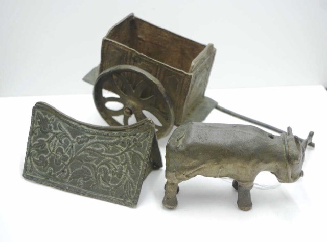 Malaysian brass figure of a bullock & cart - Image 3 of 4