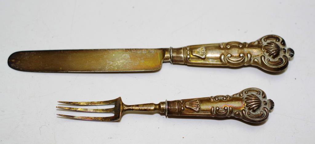 William IV silver miniature knife and fork