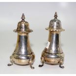 Pair early sterling silver pepperettes