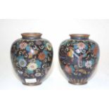Japanese Meiji period pair of cloisonne vases