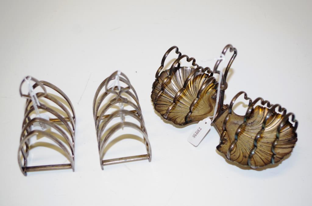 Three silver plate toast racks - Image 2 of 2