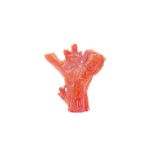 Carved Oriental branch coral guan yin