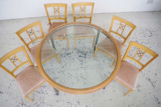 Glass top dining table & 6 chairs - Bild 2 aus 2