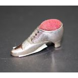 Miniature silver (925) shoe pincushion